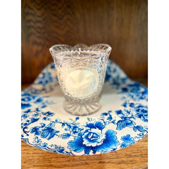 Candle in a Vintage crystal dish,  Vintage Decor - Picture 1 of 4